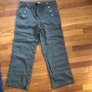 LOFT wide leg cropped pant, button fly.